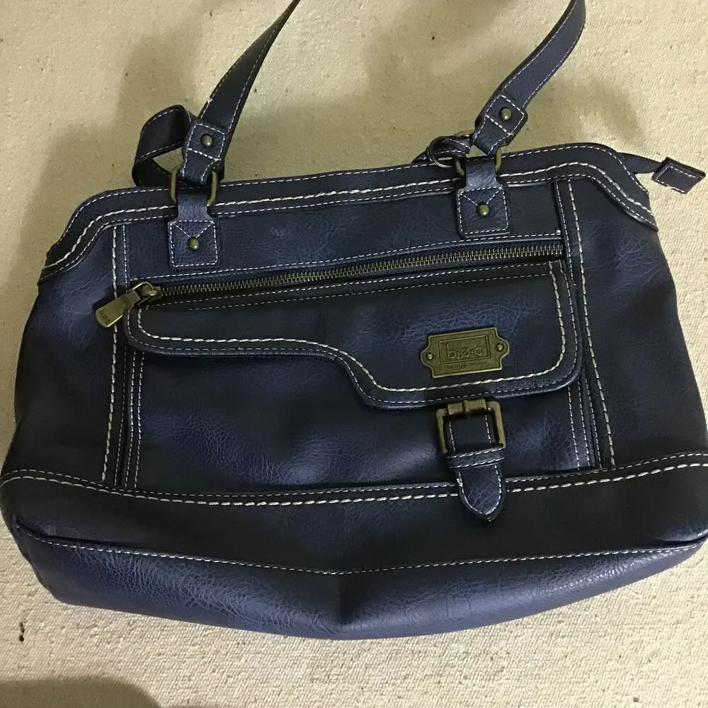 boc Women’s Classic Navy Blue Leather Satchel Handbag